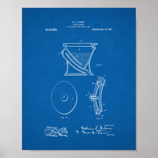 Waterkast - Toilet Patent - Blauwdruk Poster (Voorkant)