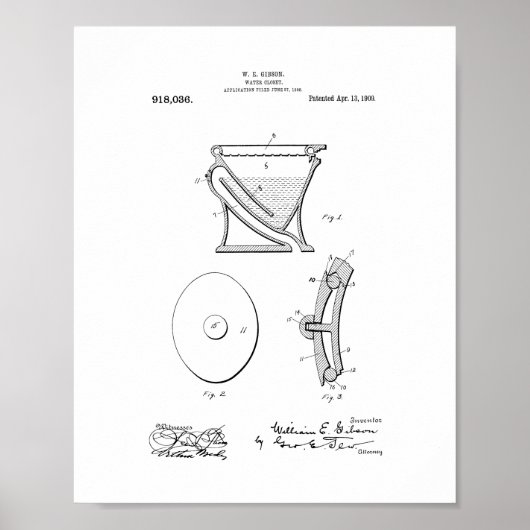 Waterkast - Toilet Patent Poster (Voorkant)