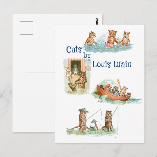 Waterkatten door Louis Wain Briefkaart (Voorkant / Achterkant)