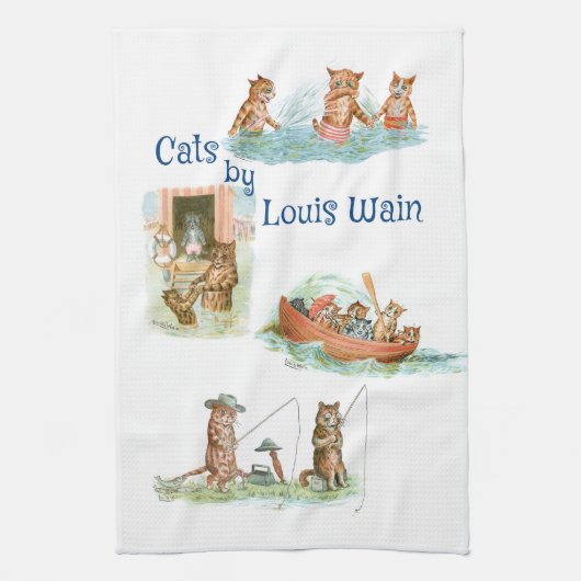 Waterkatten door Louis Wain Theedoek (Verticaal)