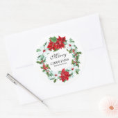Waterklaproos en hulst | Prettig kerstfeest Ronde Sticker (Envelop)