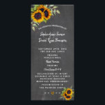 Waterklaprozen Krijtbord Trouwprogramma Reclamekaart<br><div class="desc">Rustieke,  romantische kaartontwerp met waterverf zonnebloemen boeketten,  pijlen met harten en zonnebloemen als scheiding,  allemaal op een echte krijtbord foto achtergrond. Gebruik de Aanpassen tool om uw informatie toe te voegen. Overeenkomende items kunnen worden gevonden in mijn Rustic Sunflowers Krijtbord Collectie.</div>