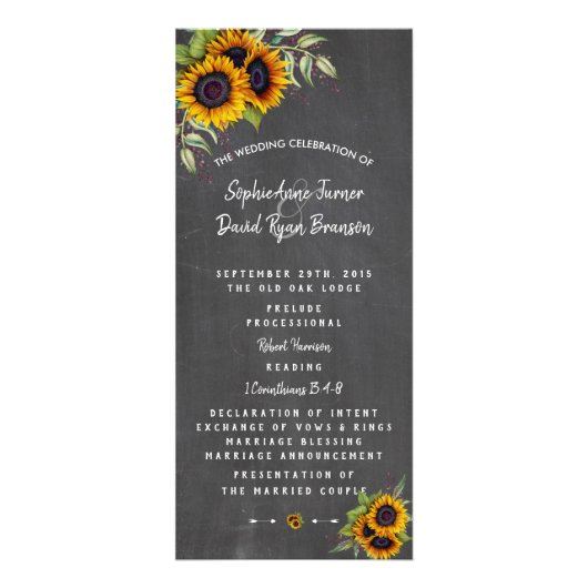 Waterklaprozen Krijtbord Trouwprogramma Reclamekaart (Voorkant)