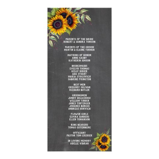 Waterklaprozen Krijtbord Trouwprogramma Reclamekaart (Achterkant)