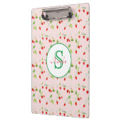 Waterkleur Aardbeibloesem Patroon Monogram Klembord (Links)