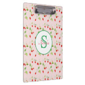 Waterkleur Aardbeibloesem Patroon Monogram Klembord (Rechts)