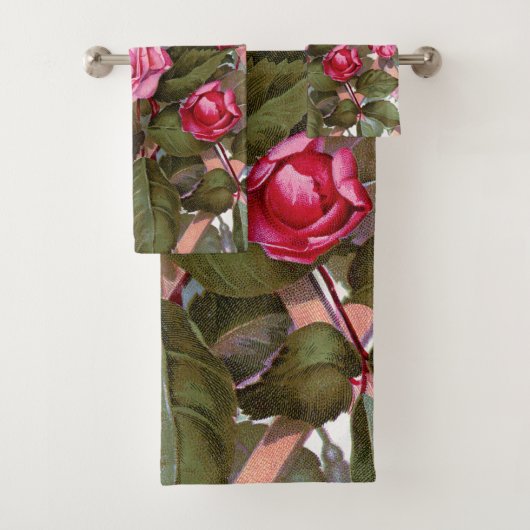 Waterkleur Art Roze en Rode Rozen Bad Handdoek (Insitu)