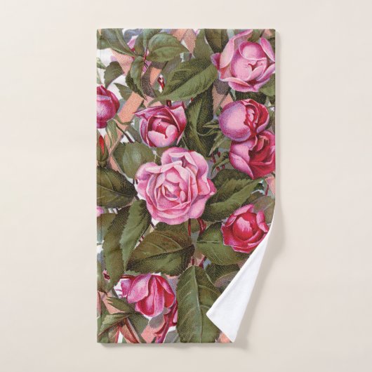Waterkleur Art Roze en Rode Rozen Bad Handdoek (Handdoek)