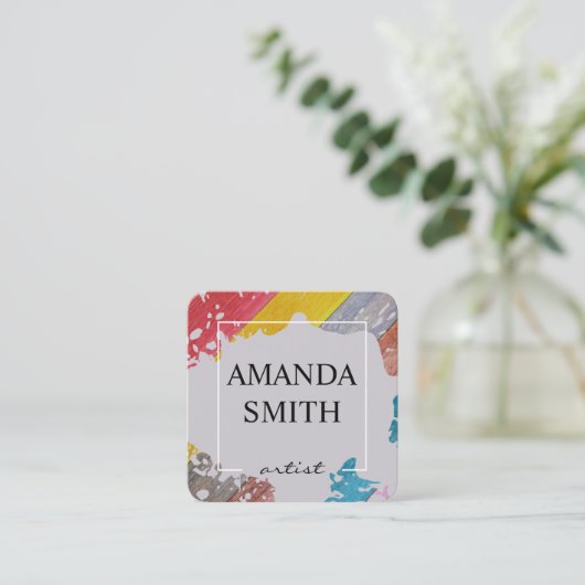 Waterkleur | Artiest Vierkante Visitekaartje (Staand voorkant)