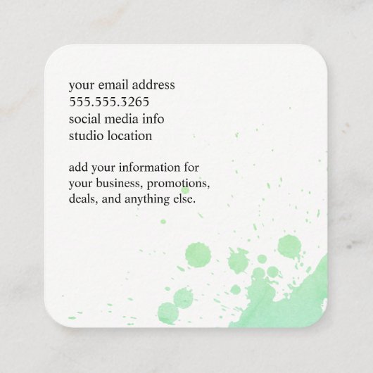 Waterkleur | Artiest Vierkante Visitekaartje (Achterkant)
