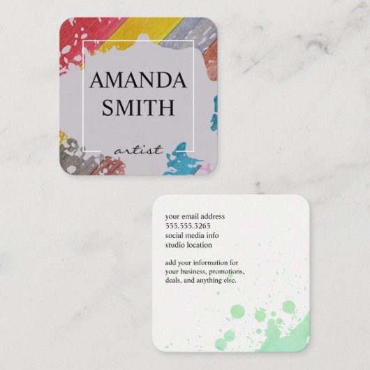 Waterkleur | Artiest Vierkante Visitekaartje (Voorkant / Achterkant)