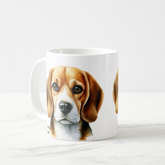 Waterkleur Beagle Koffiemok (Voorkant links)