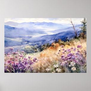 Waterkleur Berg Natuurprint Poster