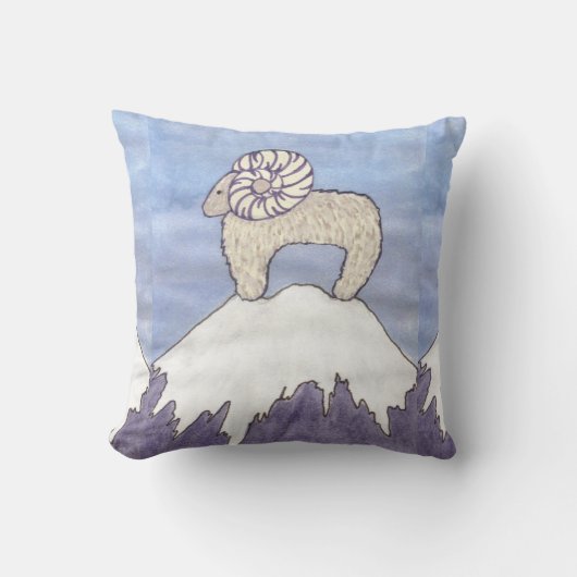 Waterkleur Big Horn Sheep ram kussen (Voorkant)