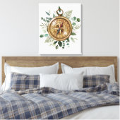 Waterkleur Blad Kompas Canvas Afdruk (Insitu (Slaapkamer))