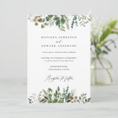 Waterkleur bladgroen botanisch bruiloft aankondiging (Staand voorkant)