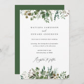 Waterkleur bladgroen botanisch bruiloft aankondiging (Voorkant / Achterkant)