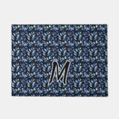 Waterkleur Blauw Blad Mozaïek Fijne Kunst Monogram Deurmat (Voorkant)