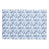 Waterkleur Blauw Blad Mozaïek Fijne Kunst Monogram Kussensloop (Achterkant)
