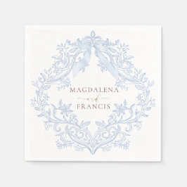 waterkleur blauwe kuif bruiloft servet