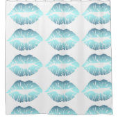 Waterkleur Blauwe Lippen Douchegordijn (Voorkant)
