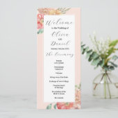 Waterkleur Bloem Bruiloft Menu Ceremonie Details (Staand voorkant)