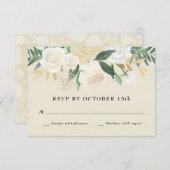 Waterkleur Bloem + Gouden Accent RSVP Kaart (Voorkant / Achterkant)