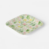 Waterkleur Bloem Grid Patroon Papieren Bordje (Gebogen)