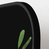 Waterkleur bloem, naam & monogram op zwart pickleball paddle (Links Detail)