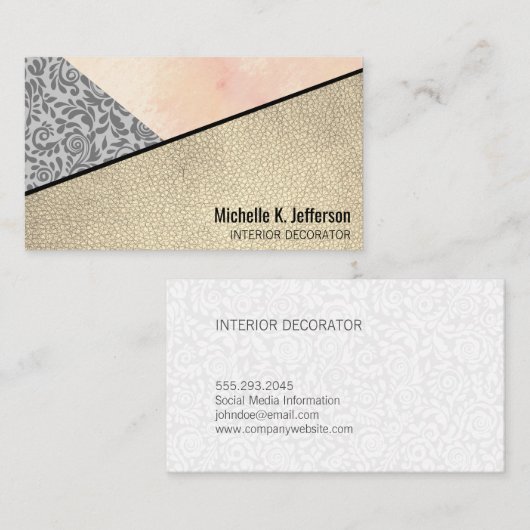 Waterkleur Bloem Slagschaduw Leer Kleurblok Visitekaartje (Voorkant / Achterkant)