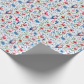 Waterkleur Bloem Uil Naadloos Patroon Cadeaupapier (Hoek)