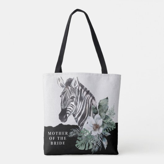 Waterkleur Bloem Wild Zebra Moeder van de Bruid Tote Bag (Achterkant)