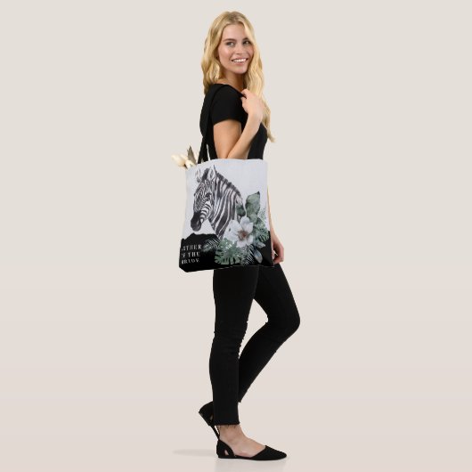 Waterkleur Bloem Wild Zebra Moeder van de Bruid Tote Bag (Op model)