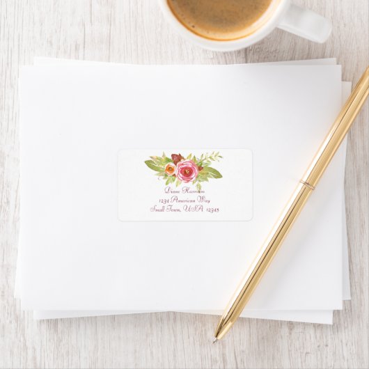 Waterkleur Bloemboeket Adresetiketten Etiket (Insitu)