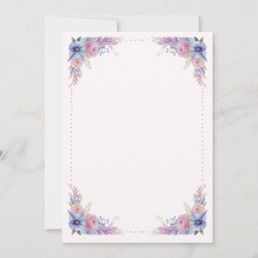 Waterkleur Bloemen Bruiloftsinvitation Kaart (Achterkant)