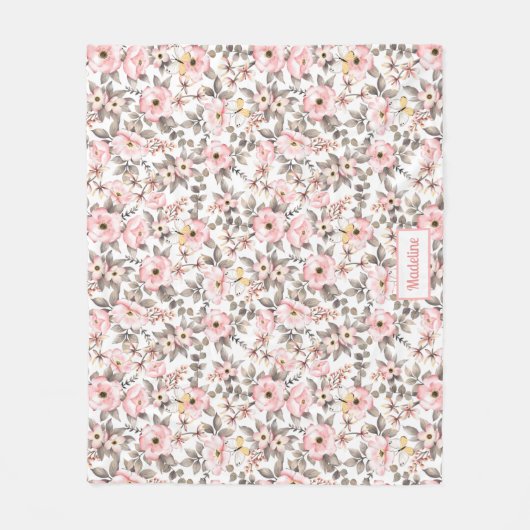 Waterkleur Bloemen Fleece Deken (Voorkant)