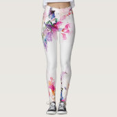 Waterkleur Bloemen Leggings (Voorkant)