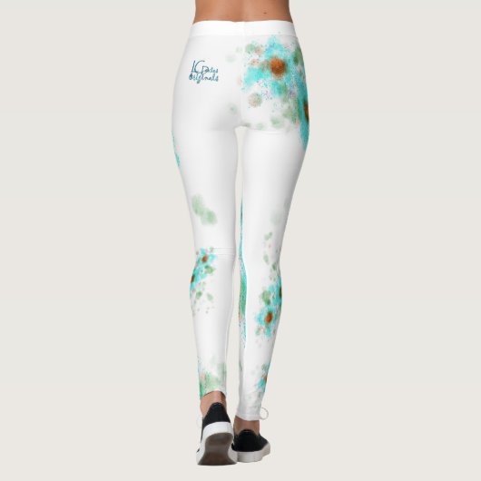 Waterkleur Bloemen Leggings (Achterkant)