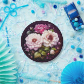 Waterkleur Bloemen Roze en Paarse Bloemen Papieren Bordje (Feest)