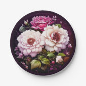 Waterkleur Bloemen Roze en Paarse Bloemen Papieren Bordje (Voorkant)