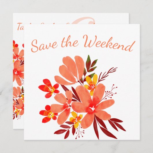 Waterkleur Bloemen Save The Date (Voorkant / Achterkant)