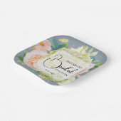 Waterkleur Bloemen Stofblauw Bruidsdiner Papieren Bordje (Gebogen)