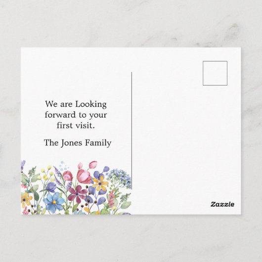 Waterkleur Bloemen We hebben de aankondiging verpl Briefkaart (Achterkant)
