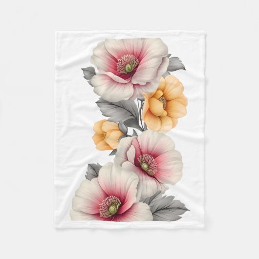 Waterkleur Bloemenboeket Dekbed Fleece Deken (Voorkant)