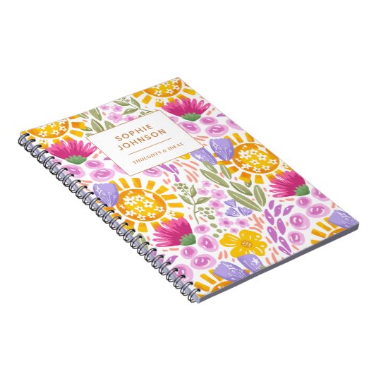 Waterkleur Bloemig Mooi Gepersonaliseerd Kleurrijk Notitieboek (Rechterzijde)