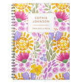 Waterkleur Bloemig Mooi Gepersonaliseerd Kleurrijk Notitieboek (Voorkant)