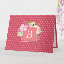 Waterkleur Bloemige Aangepaste Initiaal Chic Roze