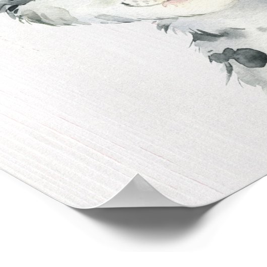 Waterkleur Bloemige Baby Sneeuwluipaard Poster (Hoek)