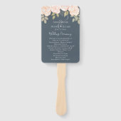 Waterkleur Bloemige Stof Grijs Huwelijksprogramma Handwaaier (Voorkant)