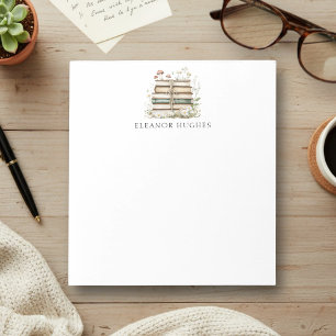 Waterkleur Bloemige Vintage Boeken Gepersonaliseer Notitieblok